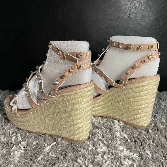 NIB Steven New York Cage Studded Espadrille Wedge Sandals - Picture 6 of 9